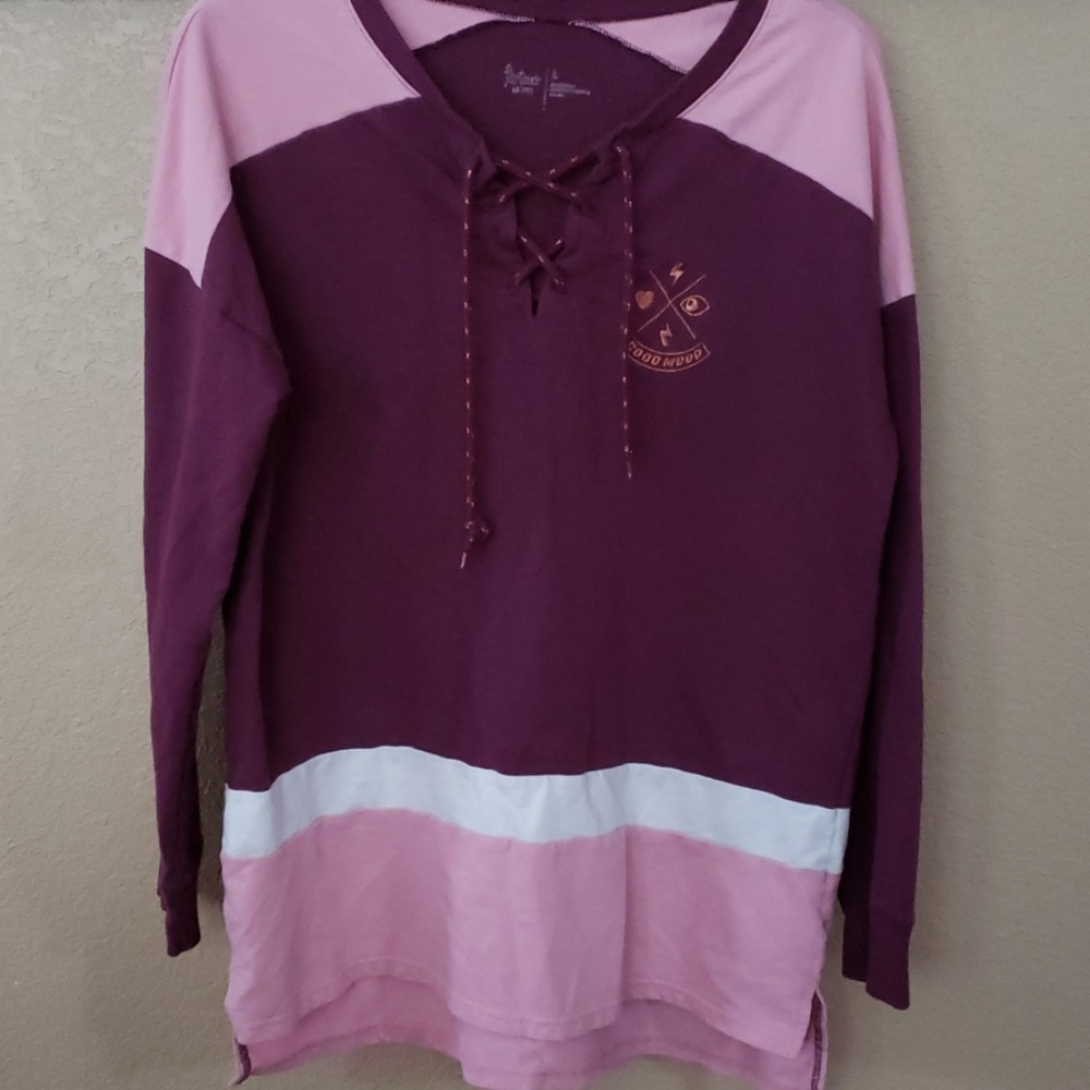 Burgundy/Pink Sweat Top